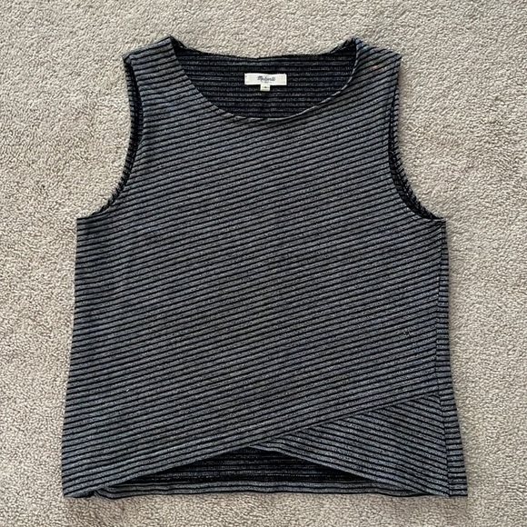 Madewell crossover sleeveless cropped tank top striped - Picture 2 of 5